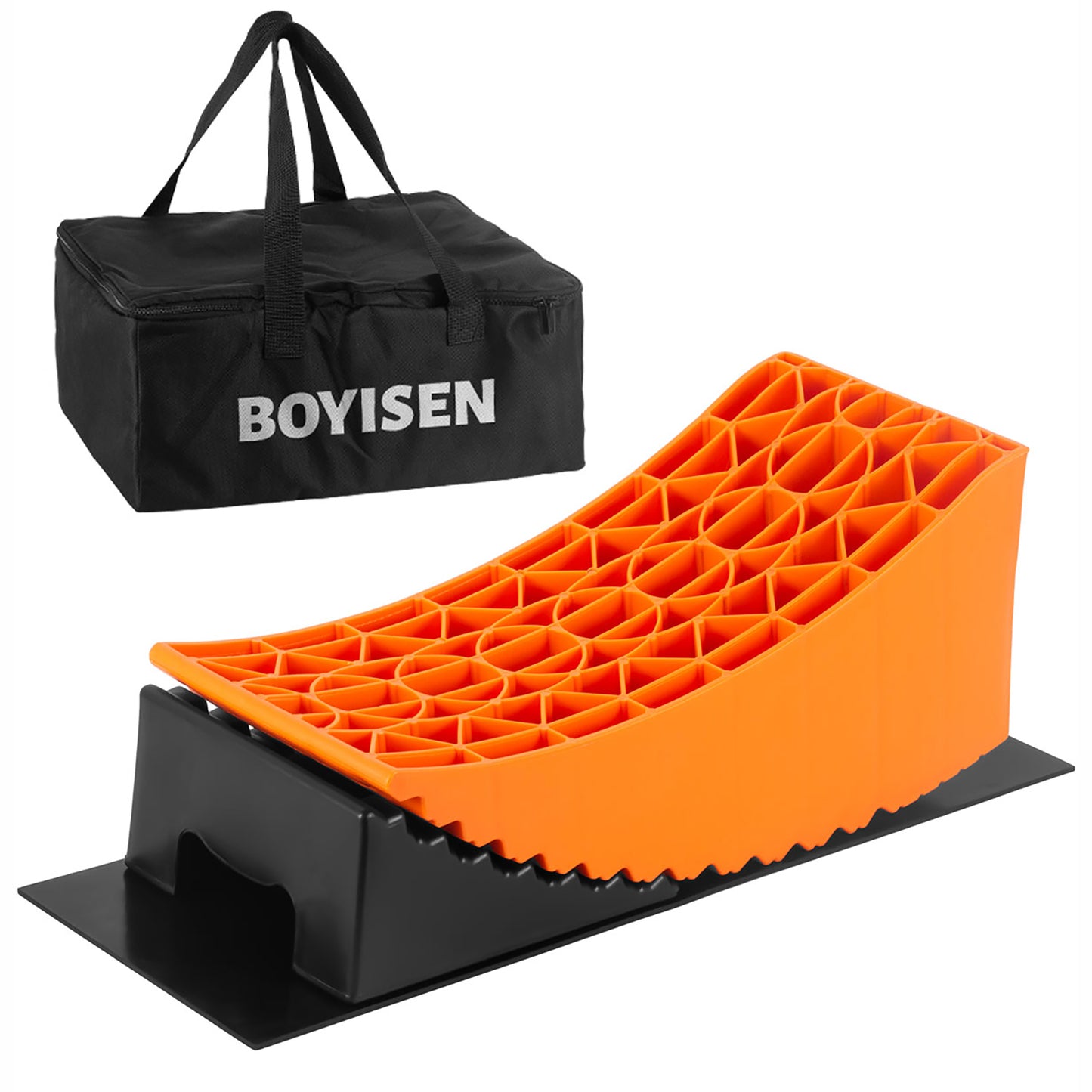 BOYISEN Large Camper Leveler, RV Leveling Blocks Ramp Kit, Up to 6 inch Increment Up to 35,000lbs, RV Leveler with Levelers, Chocks, Anti-Slip Mats and Carrying Bag