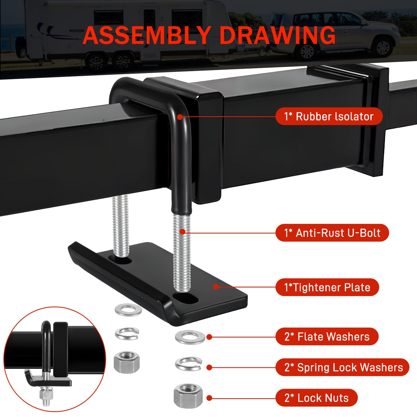 BOYISEN Anti Rattle Hitch Tightener - No Rattle Noise Hitch Clamp for 1.25” inch Trailer Hitches，Rust-Free Hitch Stabilizer，Reduce Movement on Hitch Mount Hitch Cargo Carrier Bike Rack