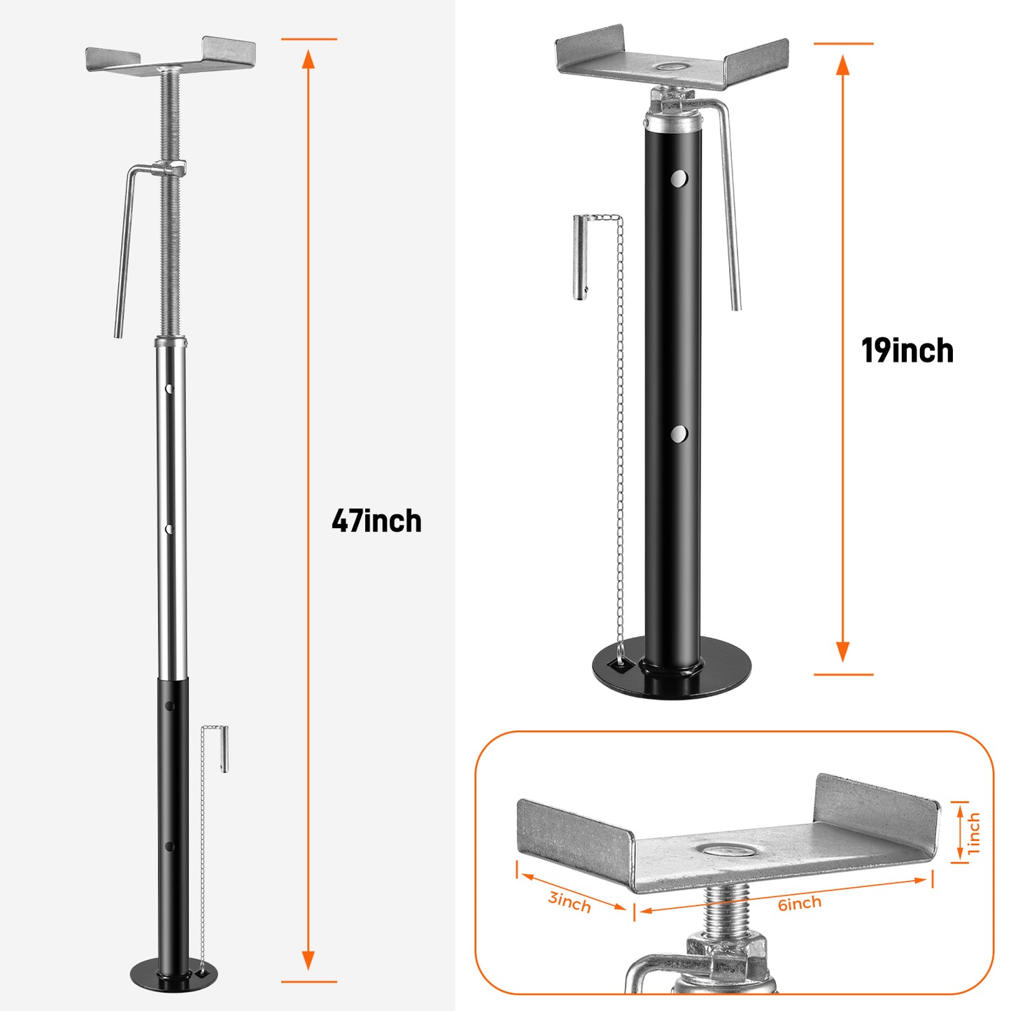 BOYISEN Slide Out Support Jacks - 19”-47” Adjustable Height RV Slide Out Stabilizers for Camper Travel Trailer, Support 5,000lbs