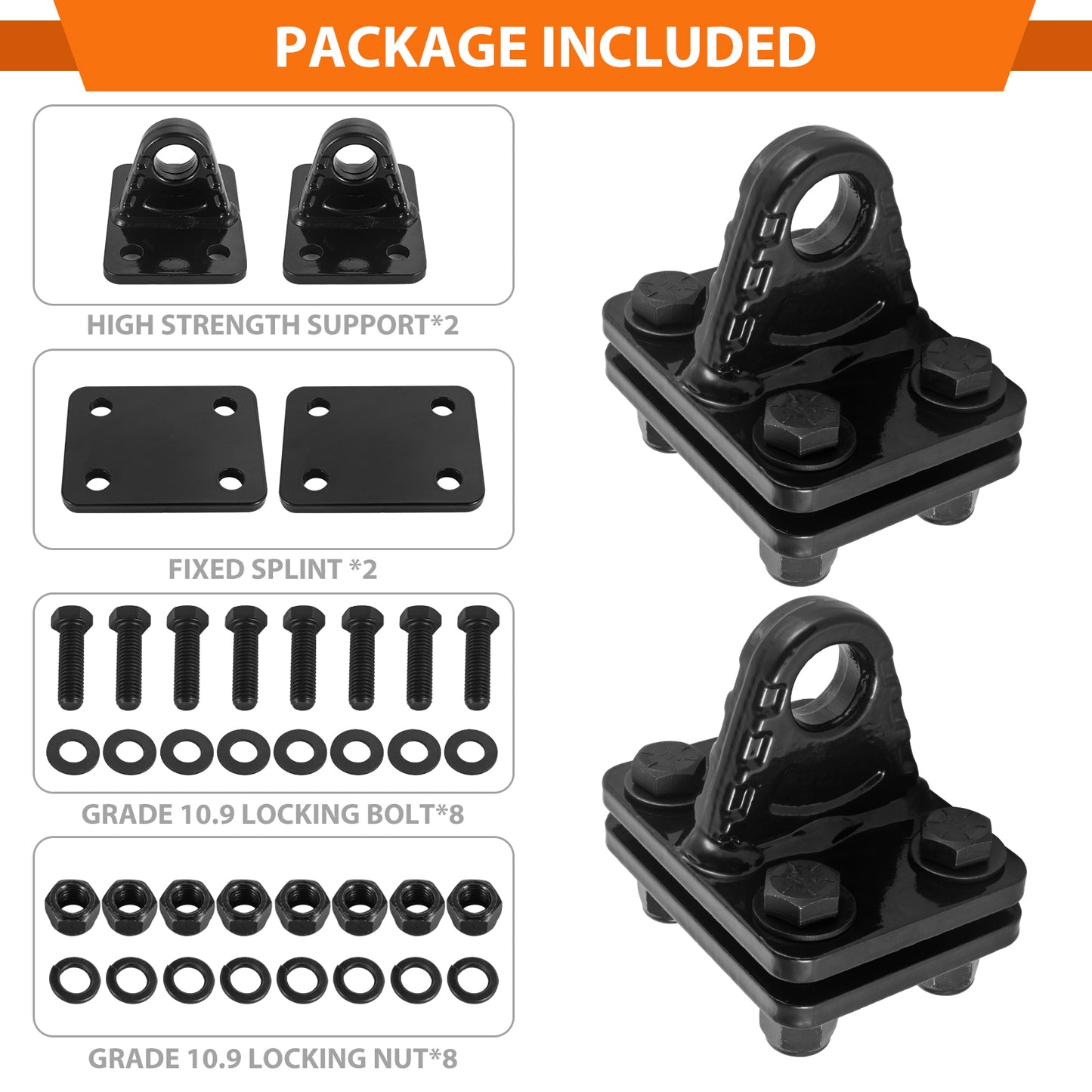 Shackles Mount with Backer Plate, 5 Ton Bolt On Clevis Mount Bumper Shackle Bracket for Tractor Bucket Truck UTV