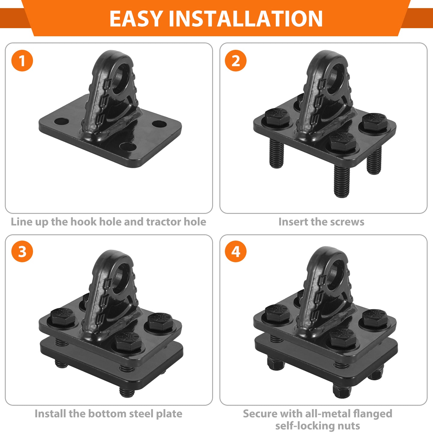 Shackles Mount with Backer Plate, 5 Ton Bolt On Clevis Mount Bumper Shackle Bracket for Tractor Bucket Truck UTV