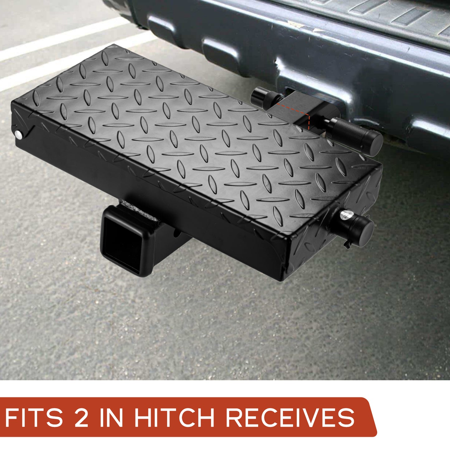 Multifunctional Hitch Step, Anti-slip Towing Bumper Guard with Hitch Locks, U-Bolt Hitch Stabilizer, Storage box, Pin Fits 2” Receiver for Pickup Truck SUV Vans