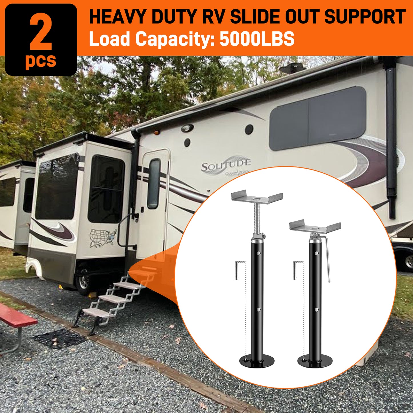 BOYISEN Slide Out Support Jacks - 19”-47” Adjustable Height RV Slide Out Stabilizers for Camper Travel Trailer, Support 5,000lbs