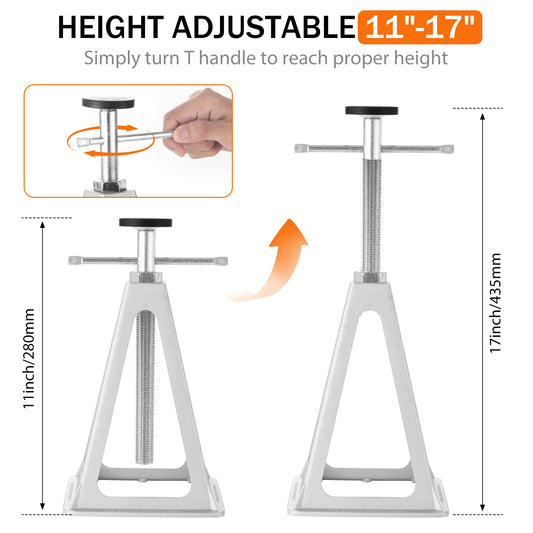 RV Stabilizer Jacks - Aluminum Camper Stabilizer Jacks Set of 4 Height Adjustable 11-17inch Trailer Stabilizer Jacks, Support Up to 6,000 Lbs Screw Jack Stands for RV Camper Travel Trailer