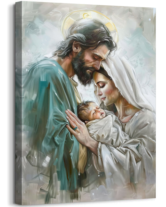 MODOJOART Jesus and Virgin Mary Wall Art Mother Mary & Child Jesus Print Artwork Holy Family Picture Christian Decor for Church Office Prayer Room Decor Framed