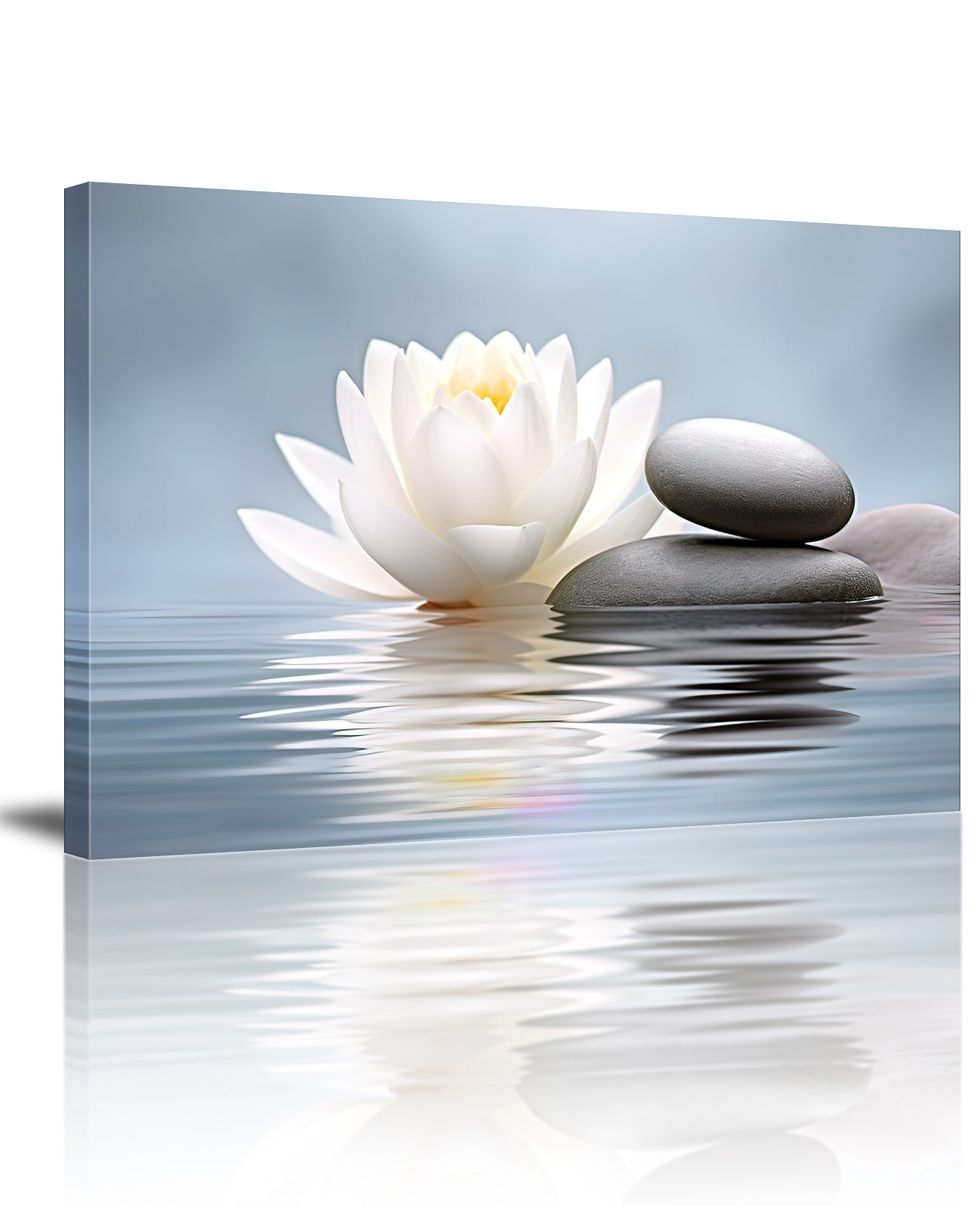 MODOJOART Zen Wall Art Bathroom Wall Decor Lotus Flower Stone Yoga Room Canvas Wall Print Painting Poster Meditation Room Artwork Spa Spiritual Room Decor Framed