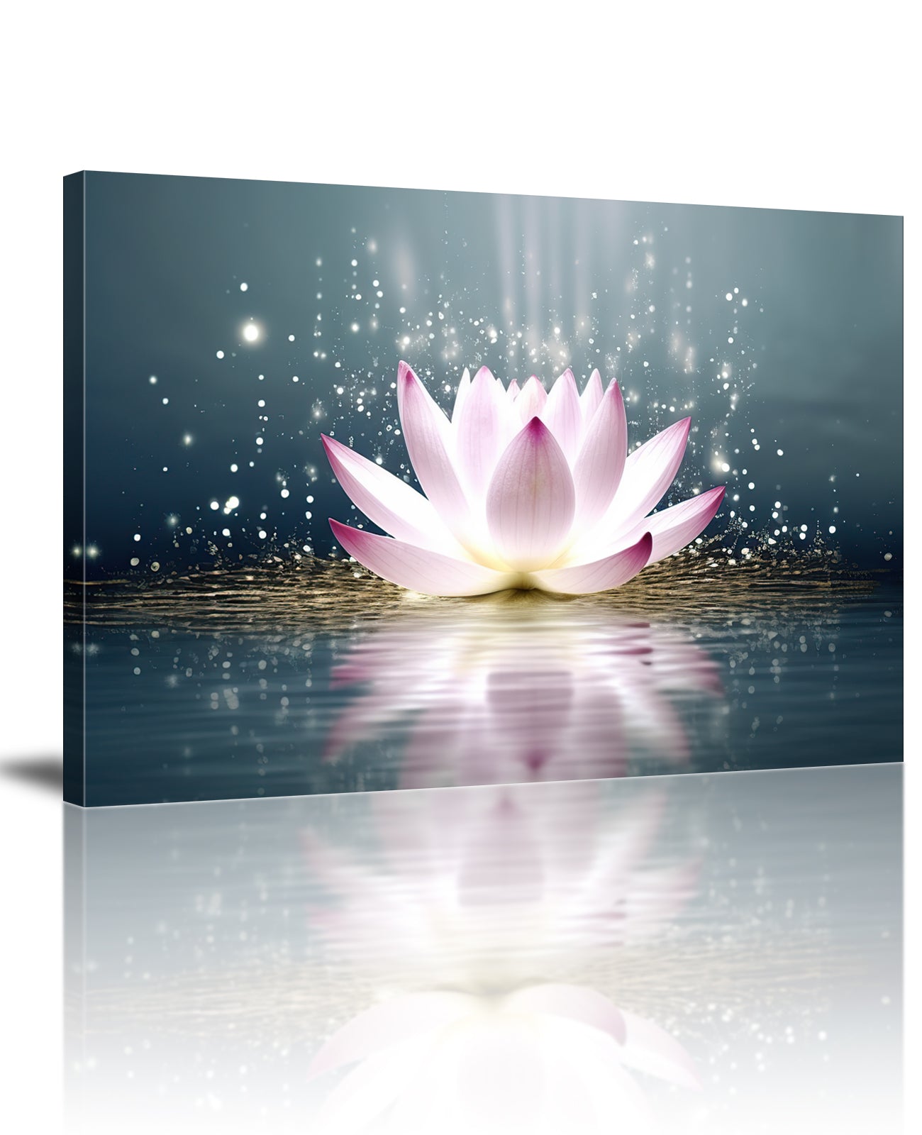 MODOJOART Zen Wall Art Bathroom Wall Decor Lotus Flower Stone Yoga Room Canvas Wall Print Painting Poster Meditation Room Artwork Spa Spiritual Room Decor Framed