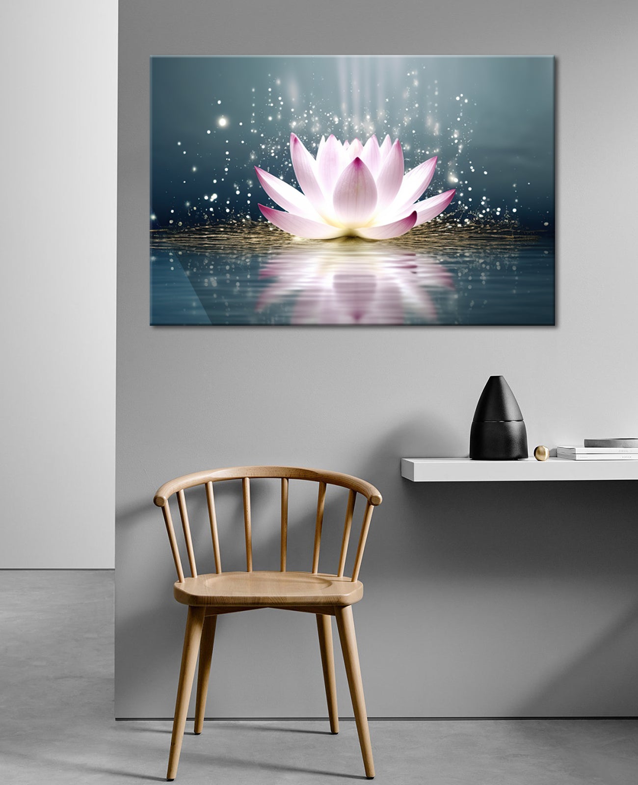 MODOJOART Zen Wall Art Bathroom Wall Decor Lotus Flower Stone Yoga Room Canvas Wall Print Painting Poster Meditation Room Artwork Spa Spiritual Room Decor Framed