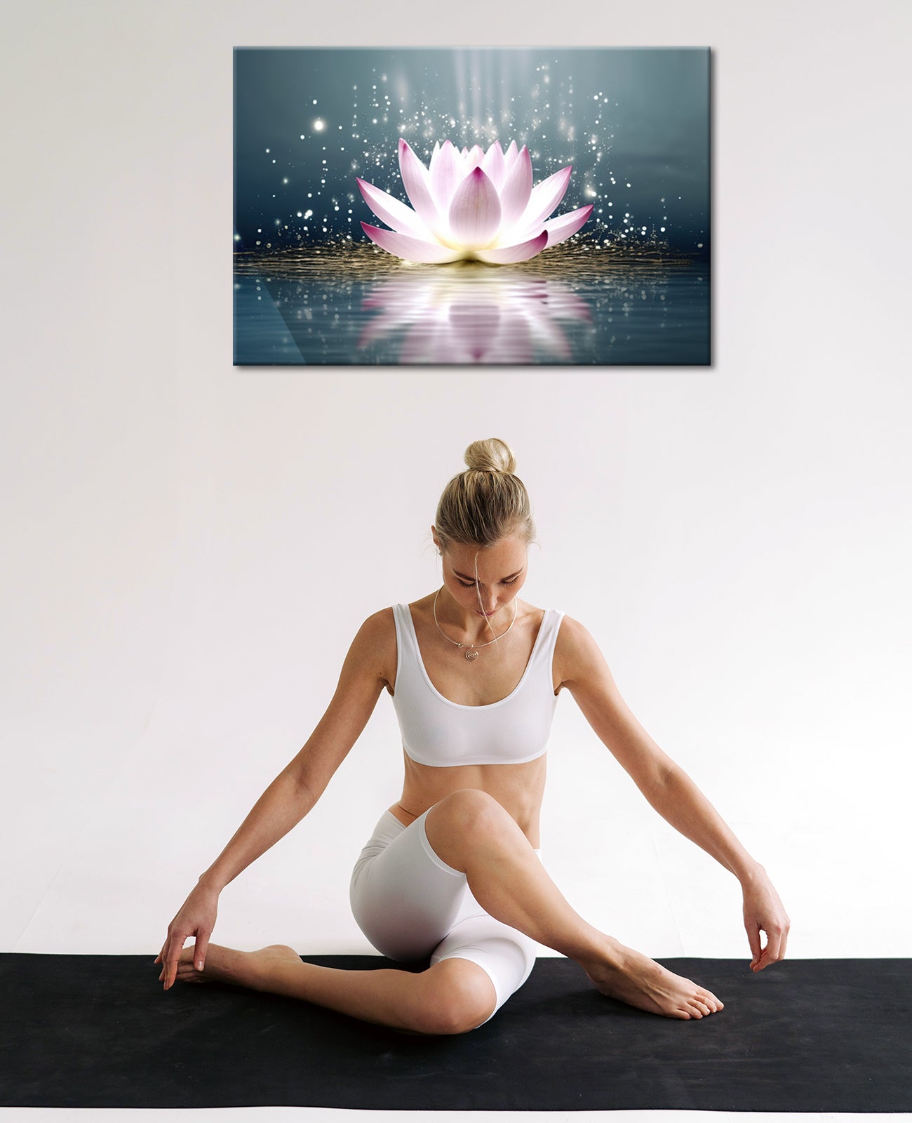 MODOJOART Zen Wall Art Bathroom Wall Decor Lotus Flower Stone Yoga Room Canvas Wall Print Painting Poster Meditation Room Artwork Spa Spiritual Room Decor Framed