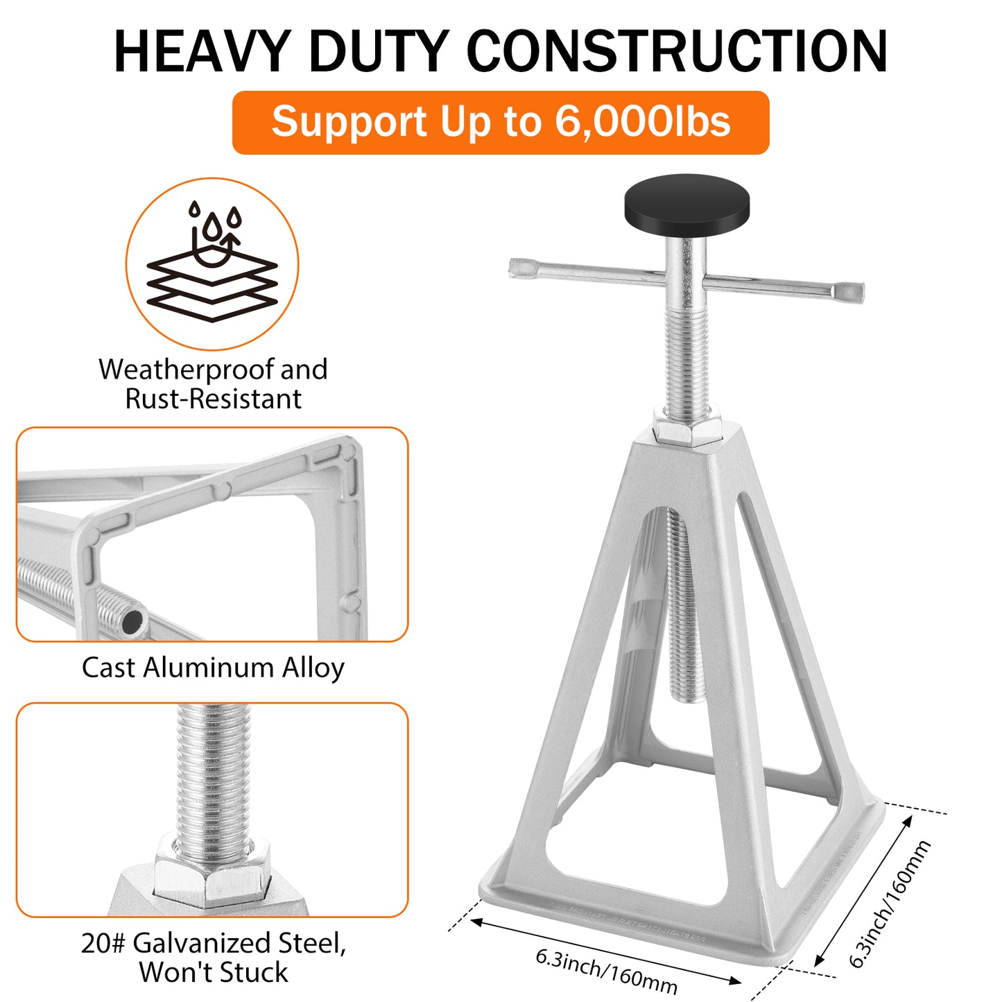 RV Stabilizer Jacks - Aluminum Camper Stabilizer Jacks Set of 4 Height Adjustable 11-17inch Trailer Stabilizer Jacks, Support Up to 6,000 Lbs Screw Jack Stands for RV Camper Travel Trailer