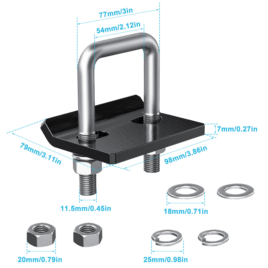 BOYISEN Hitch Tightener Fits 1.25 and 2 inch Made of 304 Stainless Steel