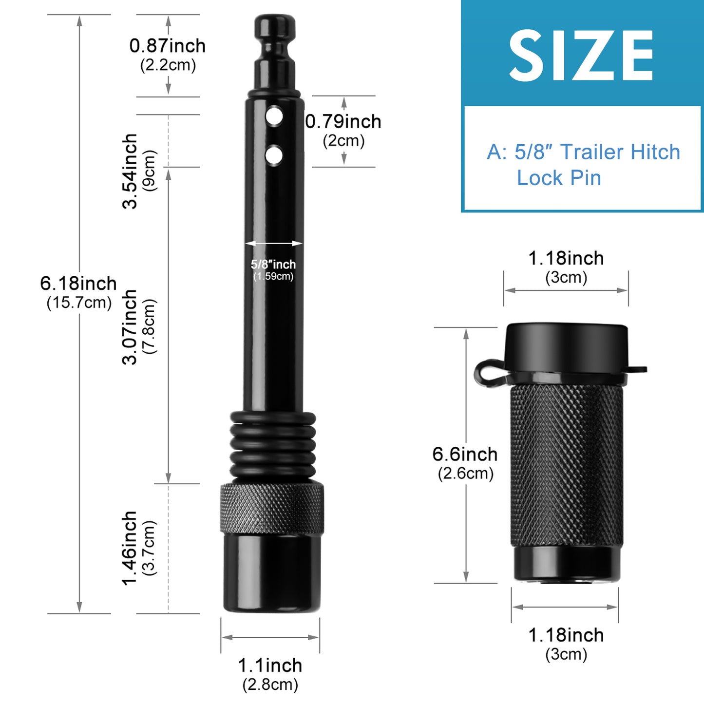 BOYISEN Hitch Receiver Pin Lock Fits Class III,IV,V Hitches (5/8")